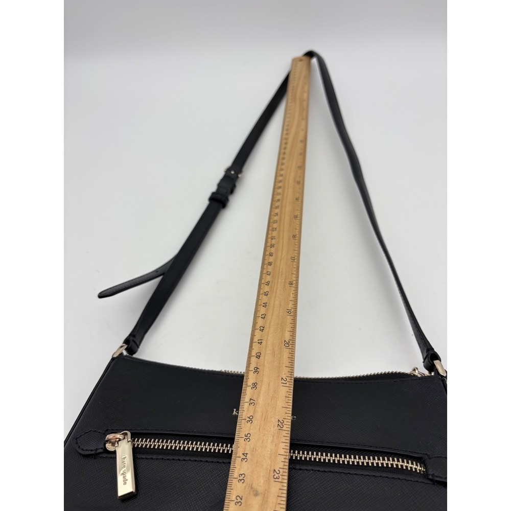 KATE SPADE New York‎ Black Leather Crossbody Bag Saffiano Sadie Gold Thin Purse - Picture 12 of 15